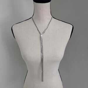 Express Long Silver Lariat Necklace Multi-chain Tassel Adjustable Party Holiday